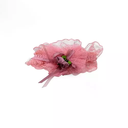 Delicate Dusty Rose Lace & Tulle Baby Girl Headband - Newborn to Toddler