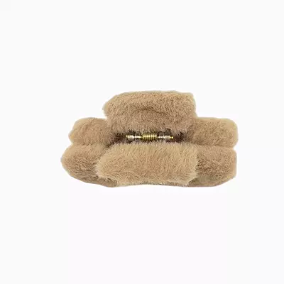 Plush Faux Fur Hair Claw Clip - Vibrant Brown Hair Clamp