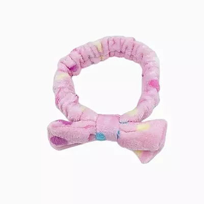 Pastel Pink Polka Dot Spa Headband | Soft Makeup & Skincare Band
