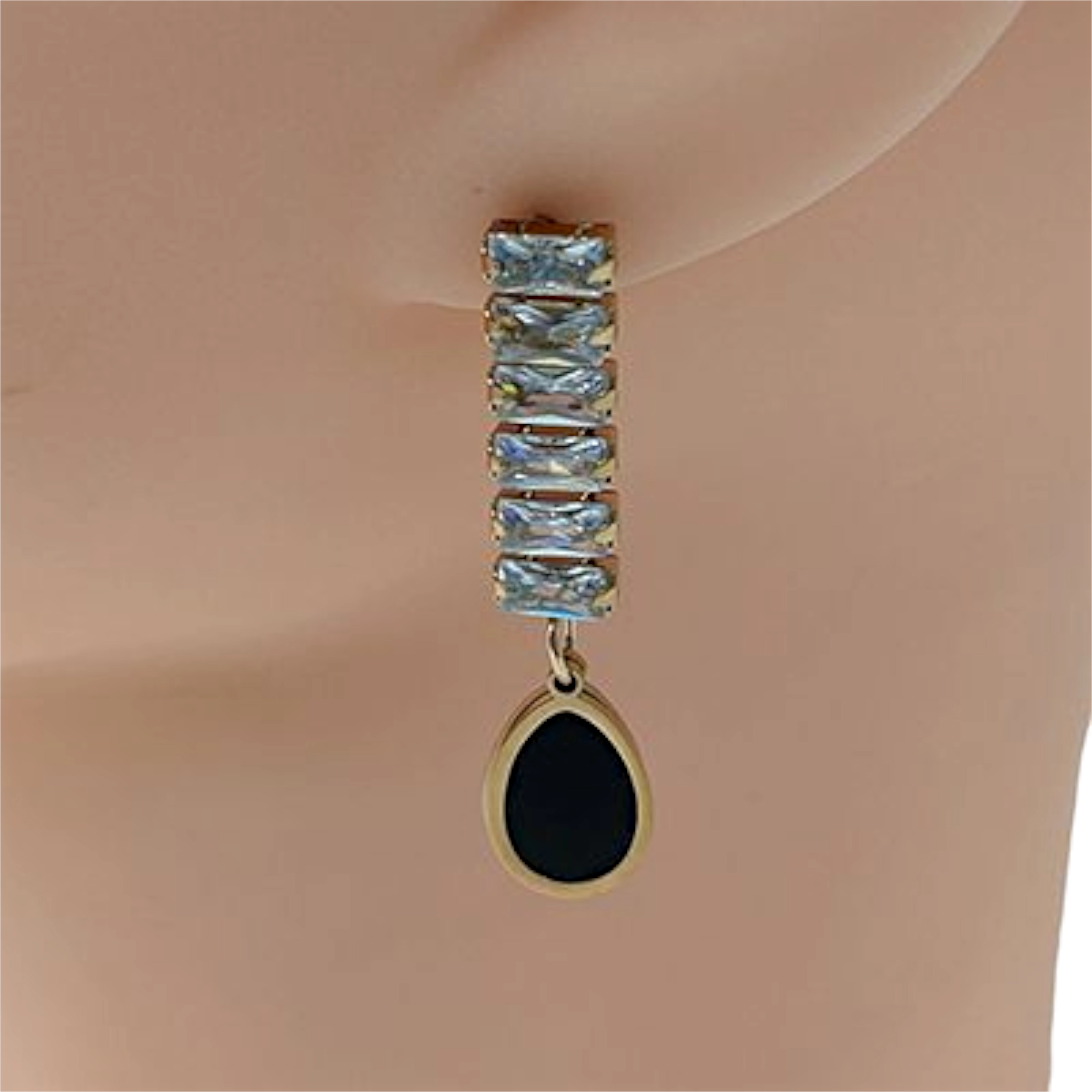 Elegant Drop Earrings with Zircon Stones
