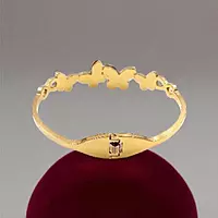 Dainty Butterfly Bangle Bracelet with Pearl-like Inlay