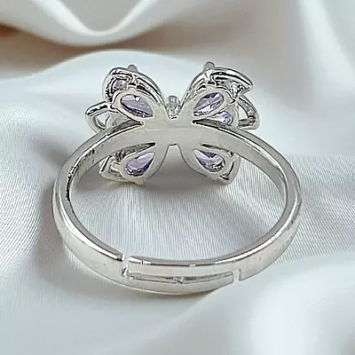 Elegant Butterfly Ring | Adjustable Silver-Plated Statement Jewelry