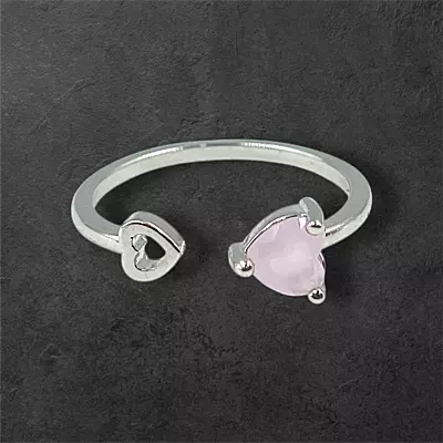 Heart Gemstone Adjustable Ring | Silver-Plated Statement Jewelry