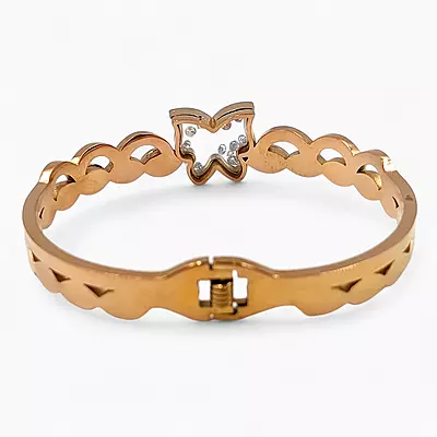 Elegant Rose Gold Plated Butterfly Bracelet Bangle with Zirconia Stones