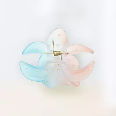 Gradient Flower Hair Claw Clip | Pastel Blue & Peach Floral Hair Accessory