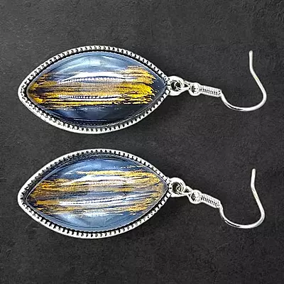 Protective Evil Eye Pendant Dark Blue Necklace - Dichroic Glass Good Luck Charm