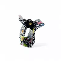 Retro Floral Mini Hair Claw Clip - Black and White Acetate Jaw Clip
