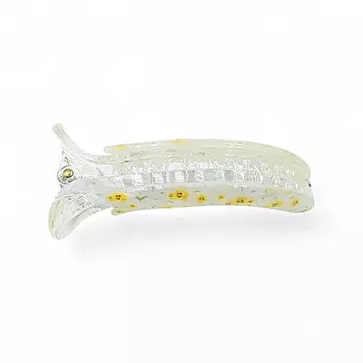 Mini Yellow Floral Banana Hair Claw Clip - Clear Acrylic