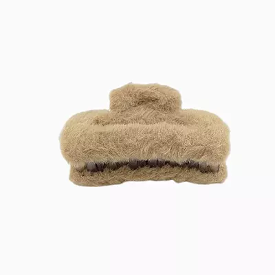 Plush Faux Fur Hair Claw Clip - Vibrant Brown Hair Clamp