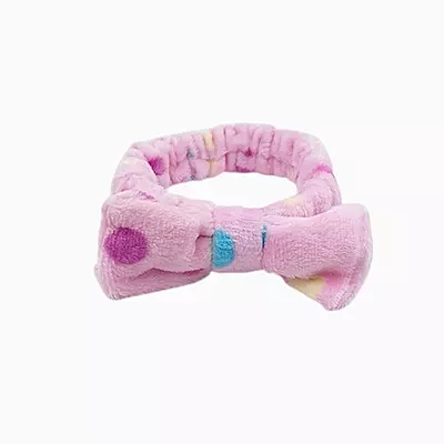 Pastel Pink Polka Dot Spa Headband | Soft Makeup & Skincare Band