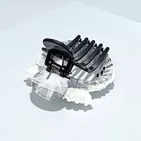 Chic Stripe Hair Claw Clip with Beaded Embellishments