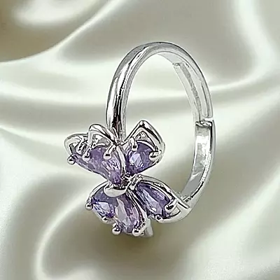 Elegant Butterfly Ring | Adjustable Silver-Plated Statement Jewelry