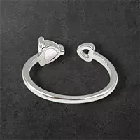 Heart Gemstone Adjustable Ring | Silver-Plated Statement Jewelry