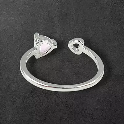Heart Gemstone Adjustable Ring | Silver-Plated Statement Jewelry
