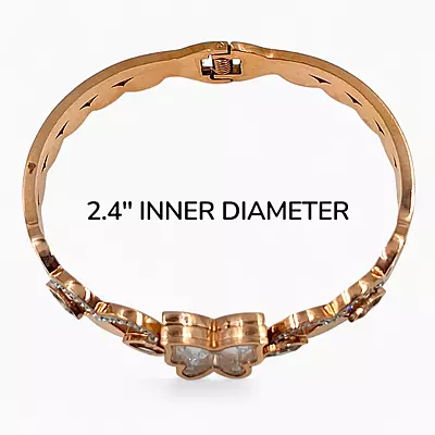 Elegant Rose Gold Plated Butterfly Bracelet Bangle with Zirconia Stones