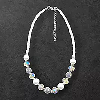 Lavender Bead & Pearl Necklace and Earring Set | Elegant Fashion Jewelry
