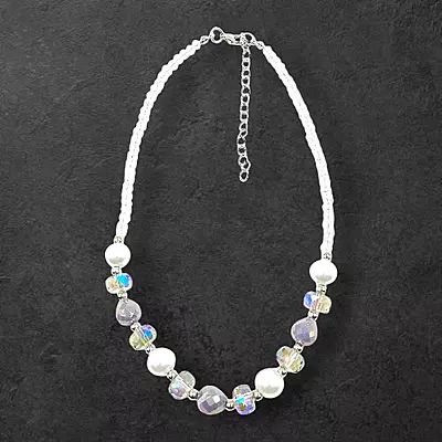 Lavender Bead & Pearl Necklace and Earring Set | Elegant Fashion Jewelry