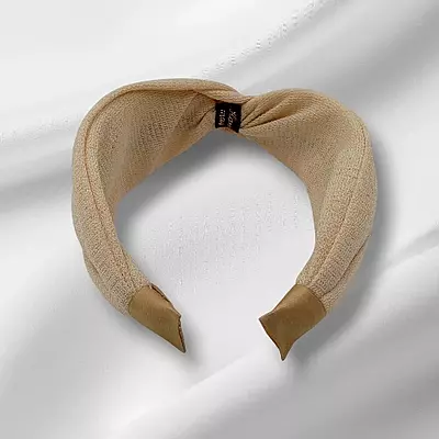 Chic Light Beige Knotted Headband - Textured Fabric Hair Accessory