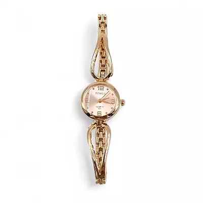 Rose Gold RENOS Watch and Crystal Heart Bangle Gift Set