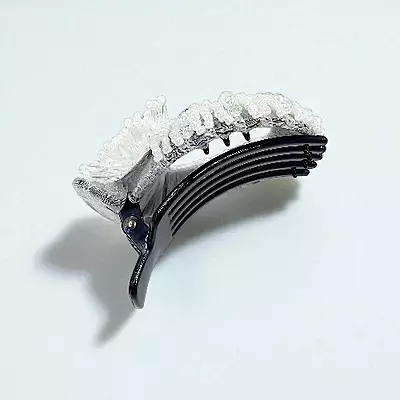 Chic Stripe Hair Claw Clip with Beaded Embellishments