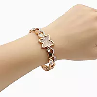 Elegant Rose Gold Plated Butterfly Bracelet Bangle with Zirconia Stones