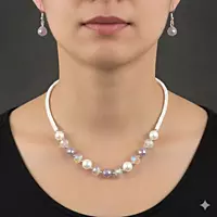 Lavender Bead & Pearl Necklace and Earring Set | Elegant Fashion Jewelry