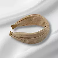 Chic Light Beige Knotted Headband - Textured Fabric Hair Accessory