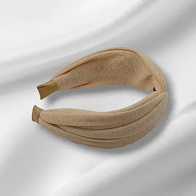 Chic Light Beige Knotted Headband - Textured Fabric Hair Accessory
