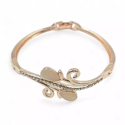 Rose Gold RENOS Watch and Crystal Heart Bangle Gift Set