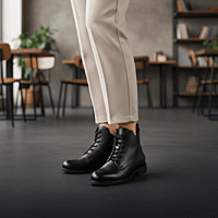 La Madins Black Lace-Up Boots