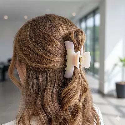 Pastel Lavender and Creamy Yellow Swirl Claw Clip | Large Glitter Hair Clip for Thick Hair