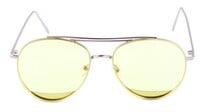 Unisex Aviator Sunglasses. Silver Color Metal Frame. See Through Yellow Color Lens.