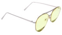 Unisex Aviator Sunglasses. Silver Color Metal Frame. See Through Yellow Color Lens.