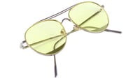 Unisex Aviator Sunglasses. Silver Color Metal Frame. See Through Yellow Color Lens.