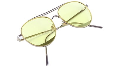 Unisex Aviator Sunglasses. Silver Color Metal Frame. See Through Yellow Color Lens.