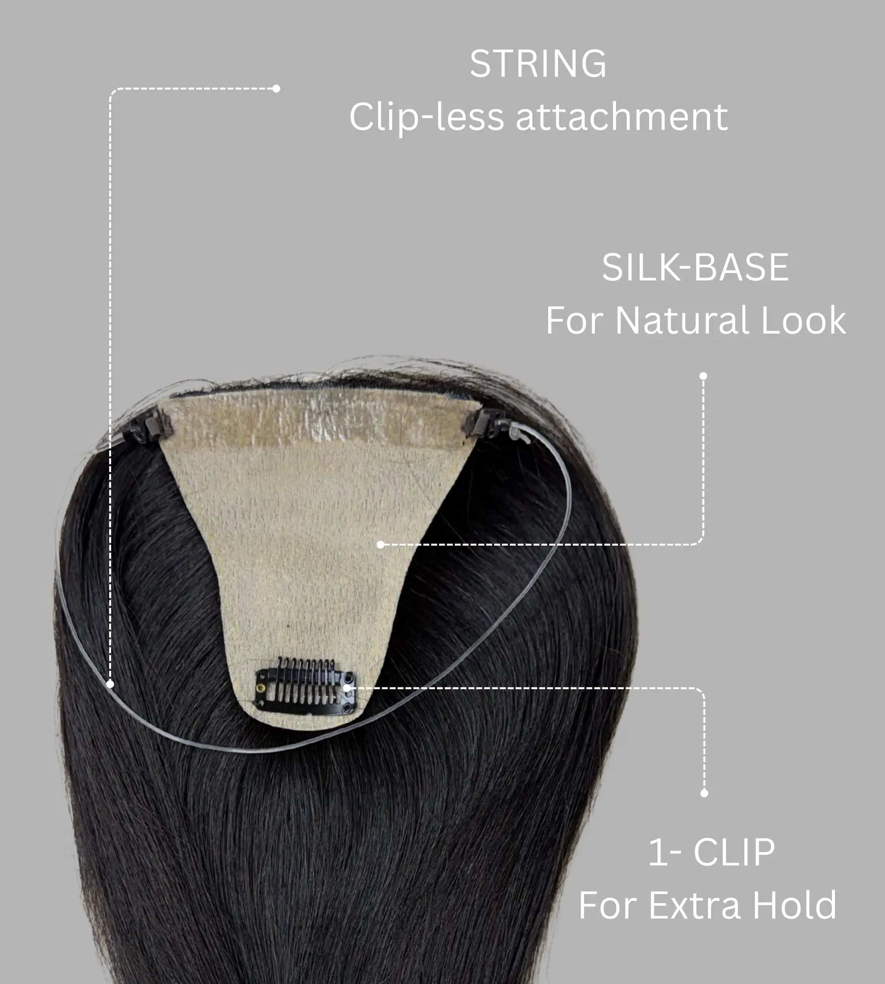 Secure Fit Hair Topper with Invisible String