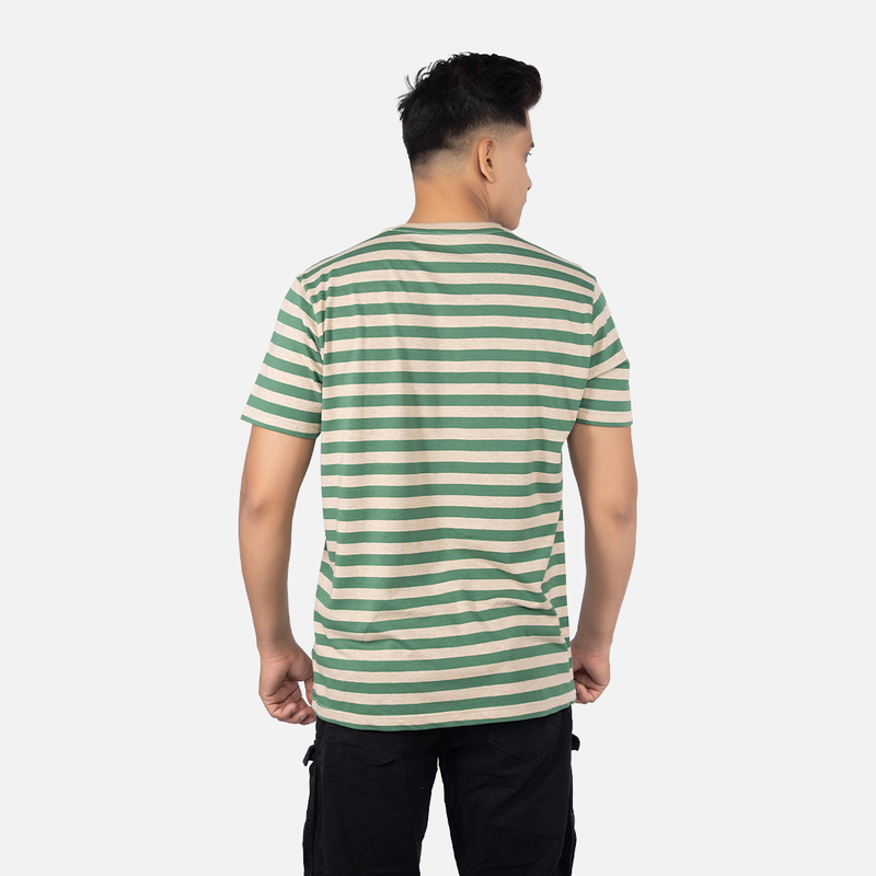 Men Pine Green Bengal Stripe V - Neck T-shirt