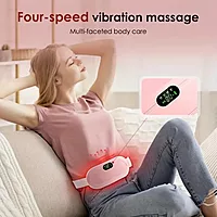 Heating Pad Belt for Menstrual Cramps, Period Pain Relief with Vibration Massage, 3 Heat Settings, Pink