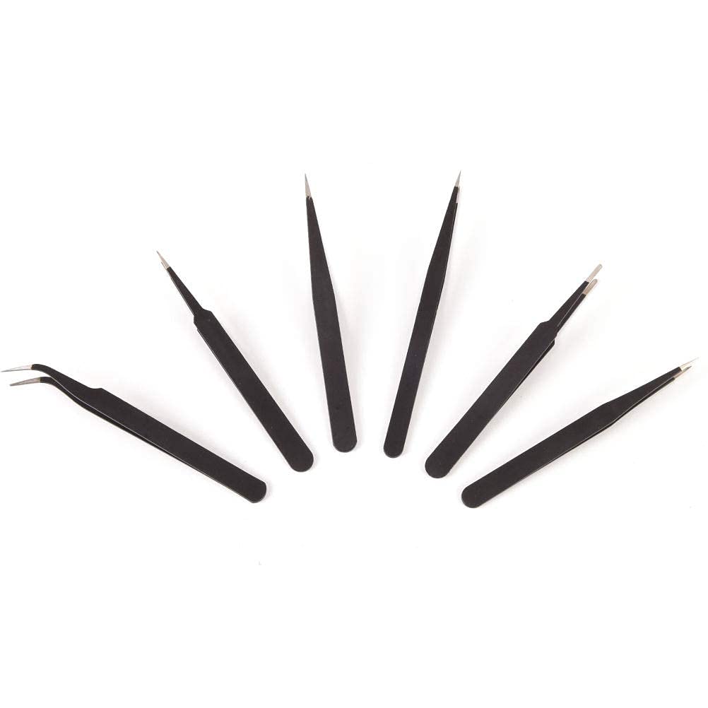 6-Piece Anti-Static Tweezer Set for Electronics Repair, Soldering, Crafting & Jewelry | Precision Stainless Steel Tweezers | ESD Safe Tools for Professionals & DIY 6-Piece Anti-Static Tweezer Set for Electronics Repair, Soldering, Crafting & Jewelry | Precision Stainless Steel Tweezers | ESD Safe Tools for Professionals & DIY