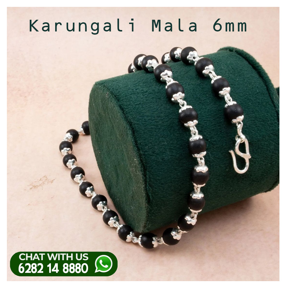 Karungali Mala Silver Cap 63  Beads - 6 MM