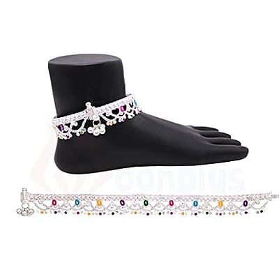 Silver Anklets for women/Enamel design