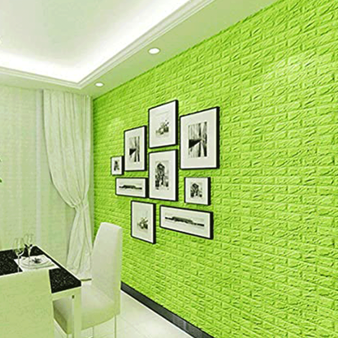 3D Self Adhesive Brick Wall Sticker Green