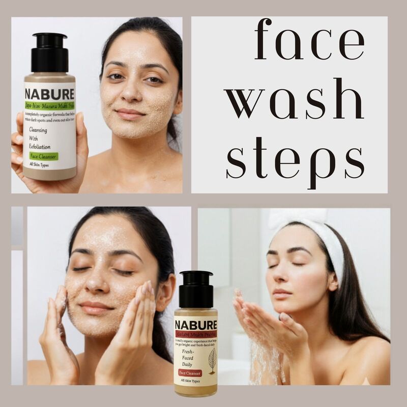 NABURE Gulabi Mukh Prabha & Japa Nim Masura Powder Cleanser for Brightening (Pack of 2, 28g Each)