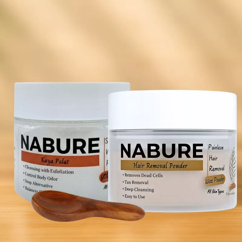 NABURE Smooth & Glow Combo – Kaya Palat Body Ubtan & Hair Removal Powder