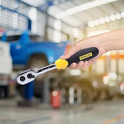 STANLEY STMT72794 1/4'' Square Drive Metric Socket Set with Double Nickel Chromium Alloy (46-Pieces), YELLOW & BLACK