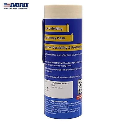 ABRO Roller Masker Tape & Drape Multipurpose Self Adhesive Masking Film Roll Quick Unfolding for Home, Office, Automotive & Industry (Open Height 1.1 M x 15 M)
