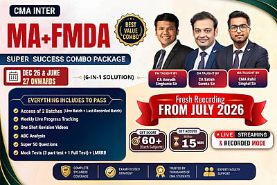 CMA Inter Combo MA & FMDA For Dec 26 June 27 Exams – Super Success Package - Aim 60+ Marks - By SJC Institute CMA Inter Combo MA & FMDA For Dec 26 June 27 Exams – Super Success Package - Aim 60+ Marks - By SJC Institute