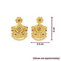 Goldplated Flower Necklace with Green & Red Stones