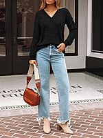 Womens V Neck Long Sleeve Sweatshirt Fall Fashion Tops Tunic Dressy Casual Sweater Clothes Cute Trendy Work Womens V Neck Long Sleeve Sweatshirt Fall Fashion Tops Tunic Dressy Casual Sweater Clothes Cute Trendy Work