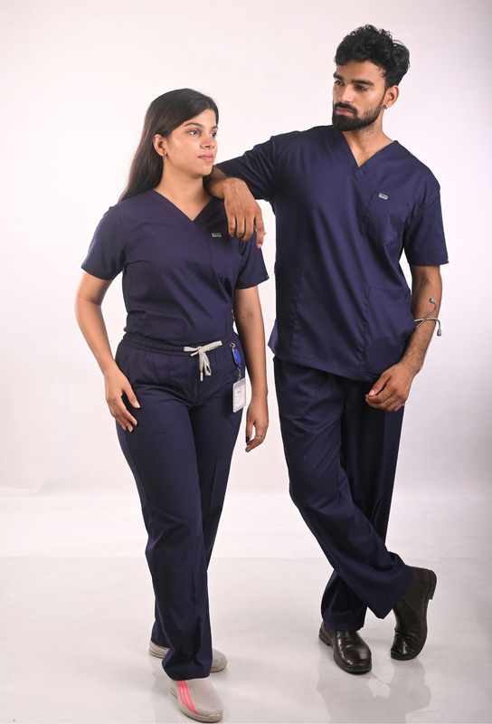 Ksvi Antibacterial Female V-Neck (Navy) Scrub Shirt Pant